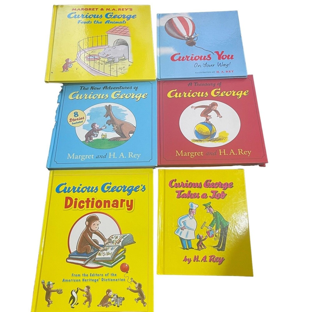 Lot of 6 Curious George Books Dictionary Children Kids Hardcover H.A. Rey